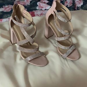 Pink sparkly strap heel